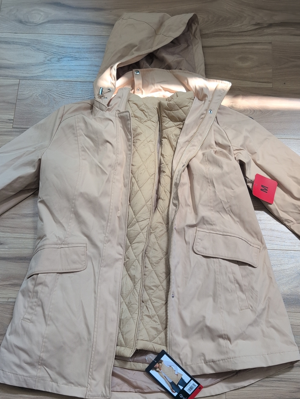 Lands' End Women's Hooded Trench Coat in Light Beige